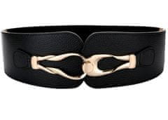 Camerazar Eleganten Ženski Širok Elastični Korsetni Pas, Zlata Kovinska Spona, Ekokoža, 70-89 cm x 6 cm