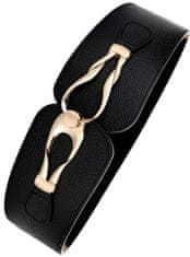 Camerazar Eleganten Ženski Širok Elastični Korsetni Pas, Zlata Kovinska Spona, Ekokoža, 70-89 cm x 6 cm