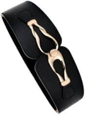 Camerazar Eleganten Ženski Širok Elastični Korsetni Pas, Zlata Kovinska Spona, Ekokoža, 70-89 cm x 6 cm