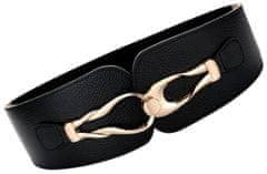 Camerazar Eleganten Ženski Širok Elastični Korsetni Pas, Zlata Kovinska Spona, Ekokoža, 70-89 cm x 6 cm