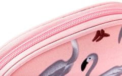 Camerazar Set treh toaletnih torbic Flamingo Pink, prozoren in tekstilen, 15x25x8 cm