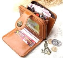 Camerazar Ženska denarnica Retro Boho stil, mala, ekološka usnja, 9x11x3,5 cm
