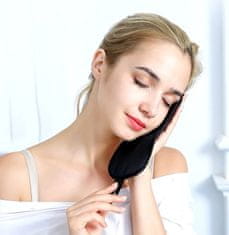 Camerazar Mehka satenska maska za oči za spanje, črna, 20x10 cm, z nastavljivim elastičnim trakom