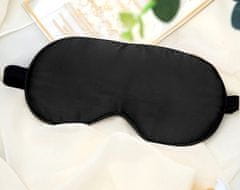 Camerazar Mehka satenska maska za oči za spanje, črna, 20x10 cm, z nastavljivim elastičnim trakom