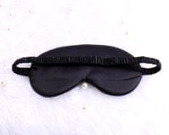 Camerazar Mehka satenska maska za oči za spanje, črna, 20x10 cm, z nastavljivim elastičnim trakom