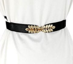 Camerazar Elastičen Ženski Pas za Obleke z Kovinskim Listom, Zlata Sponka, 61-103 cm