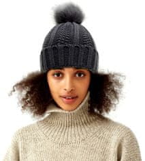 Camerazar Ženska topla zimska kapa z bobkom, grafitna, akrilni pleten, univerzalna velikost