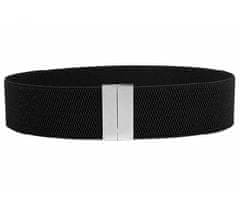 Camerazar Elegantni črni elastični pas za obleke za ženske s kovinsko spono, 67-100 cm, širina 5 cm