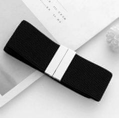 Camerazar Elegantni črni elastični pas za obleke za ženske s kovinsko spono, 67-100 cm, širina 5 cm