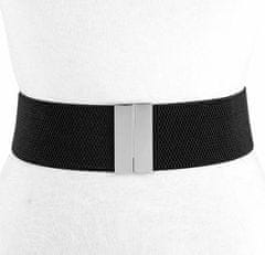 Camerazar Elegantni črni elastični pas za obleke za ženske s kovinsko spono, 67-100 cm, širina 5 cm