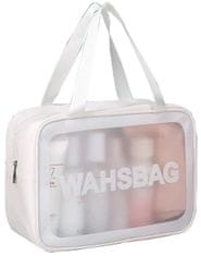 Camerazar Prozoren kozmetični usnjak XXL Washbag, bela, PVC+TPU, 30x21x11 cm