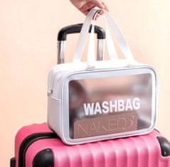 Camerazar Prozoren kozmetični usnjak XXL Washbag, bela, PVC+TPU, 30x21x11 cm