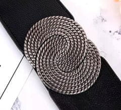 Camerazar Eleganten Ženski Širok Elastični Pas, Črn, Kovinska Sponka Srebrne Barve, 68-90 cm