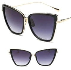 Camerazar Elegantne ženske sončne očala Cat Eye, črna, kovinski okvir, UV filter 400
