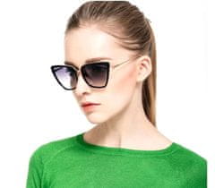 Camerazar Elegantne ženske sončne očala Cat Eye, črna, kovinski okvir, UV filter 400