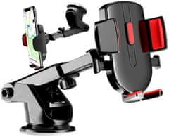 Camerazar Teleskopski nosilec telefona za avto, črn, plastika, nastavljiv 6,4 cm - 9 cm