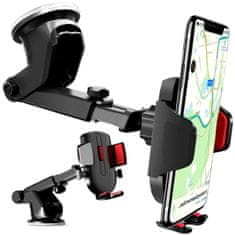Camerazar Teleskopski nosilec telefona za avto, črn, plastika, nastavljiv 6,4 cm - 9 cm