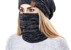 Camerazar Unisex Zimski Set - Kapa in Dimnikasta Ravnica, Črna, Akrilna Vlaken, Univerzalna Velikost