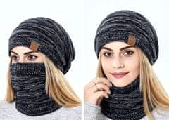 Camerazar Unisex Zimski Set - Kapa in Dimnikasta Ravnica, Črna, Akrilna Vlaken, Univerzalna Velikost