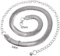 Camerazar Ženski srebrni pas s kovinsko verigo, dolžina 110 cm, širina 1,6 cm, material kov