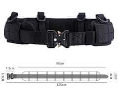 Camerazar Unisex Vojaški Taktični Pas 2v1, Črn, Dolžina 125 cm, Širina 8 cm