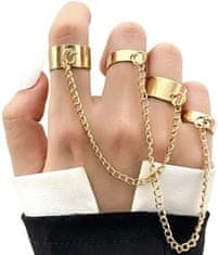 Camerazar Set 4 punk prstanov v retro slogu, zlata barva, kov, velikost 16-18 mm