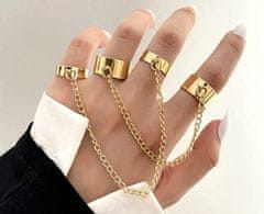 Camerazar Set 4 punk prstanov v retro slogu, zlata barva, kov, velikost 16-18 mm