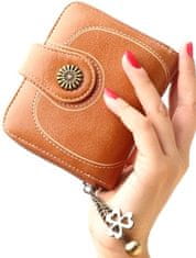 Camerazar Ženska denarnica Retro Boho stil, mala, ekološka usnja, 9x11x3,5 cm