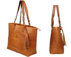 Camerazar Velika prostorna ženska torba, zlatna in srebrna kovinska oprema, 30x45x13 cm