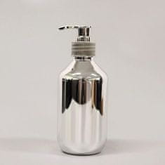 Camerazar Eleganten dozator tekočega mila, srebrna metalik, kov, 300 ml, 16,6 x 6,5 cm