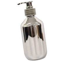 Camerazar Eleganten dozator tekočega mila, srebrna metalik, kov, 300 ml, 16,6 x 6,5 cm