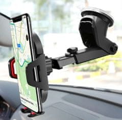 Camerazar Teleskopski nosilec za telefon v avtu, črn, za pametne telefone 4-7,5, s vrtenjem 360°