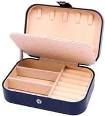 Camerazar Organizator za nakit temno moder, 16x11 cm, iz plastike in ekološke usnjene