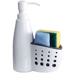 Camerazar Dozator 2 v 1 za čistilo in gobico, bela, plastika, 16x21 cm