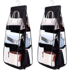 Camerazar Organizator za torbice v omari, črna najlon, 89x35 cm, s kovinsko zanko