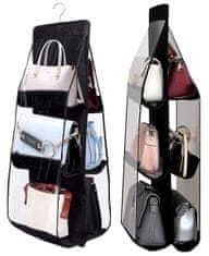 Camerazar Organizator za torbice v omari, črna najlon, 89x35 cm, s kovinsko zanko