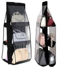 Camerazar Organizator za torbice v omari, črna najlon, 89x35 cm, s kovinsko zanko