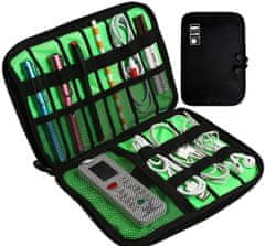 Camerazar Potovalni organizator za kable in polnilce, črn, poliestr Oxford 300D, 24x17x2,5 cm