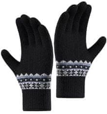 Camerazar Topla ženska zimska rokavica z nordijskim vzorom, črna, akrilna preja, univerzalna velikost
