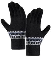 Camerazar Topla ženska zimska rokavica z nordijskim vzorom, črna, akrilna preja, univerzalna velikost