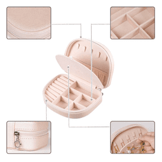 Camerazar Organizator za nakit majhen, roza ekokoža, zadrga zaklep, 17x12,5x5,3 cm