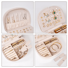Camerazar Organizator za nakit majhen, roza ekokoža, zadrga zaklep, 17x12,5x5,3 cm