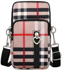 Camerazar Organizator za telefon čez ramo, kariran vzorec, vodoodporen material, 10x19x5 cm