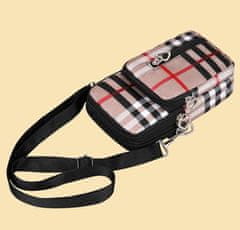 Camerazar Organizator za telefon čez ramo, kariran vzorec, vodoodporen material, 10x19x5 cm