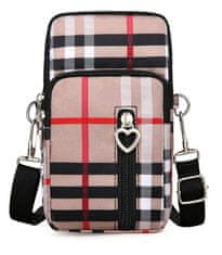 Camerazar Organizator za telefon čez ramo, kariran vzorec, vodoodporen material, 10x19x5 cm