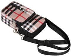 Camerazar Organizator za telefon čez ramo, kariran vzorec, vodoodporen material, 10x19x5 cm