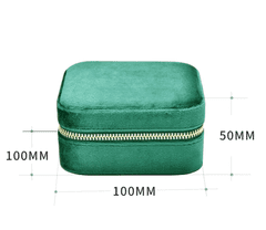 Camerazar Organizator za nakit z majhnim ogledalom, semiš, zelen, 10x10x5 cm