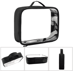 Camerazar Prozorne kozmetične torbice-organizatorji za prtljažnik, 3 kosi, črn zadrga, dimenzije 20,3 x 15,2 x 7,6 cm