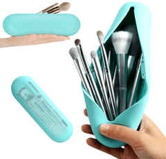 Camerazar Profesionalna silikonska potovska torbica za čopiče, mint barva, magnetno zapiranje, 21x6x4 cm