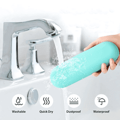 Camerazar Profesionalna silikonska potovska torbica za čopiče, mint barva, magnetno zapiranje, 21x6x4 cm